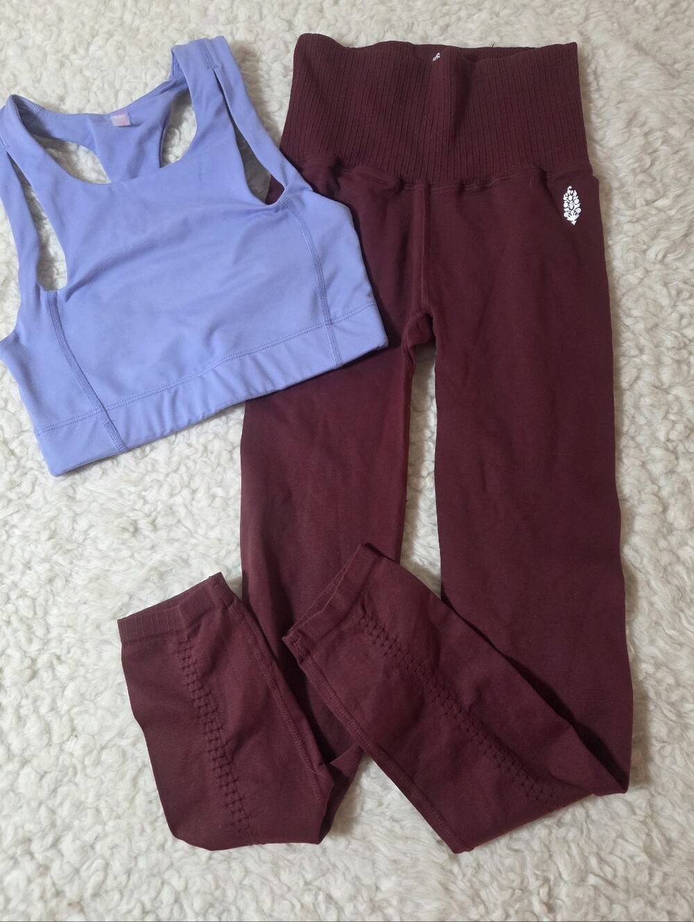 Free People Movement Set -Good Carma Seamless Legging Sz XS/S Burgundy/Bra Sz XS